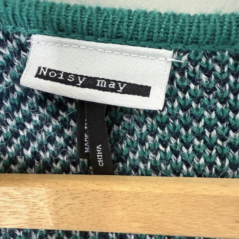 Noisy May Nina Cozy Cardigan Sweater Women’s Size Small Block Colors Faux Wool - Picture 5 of 7